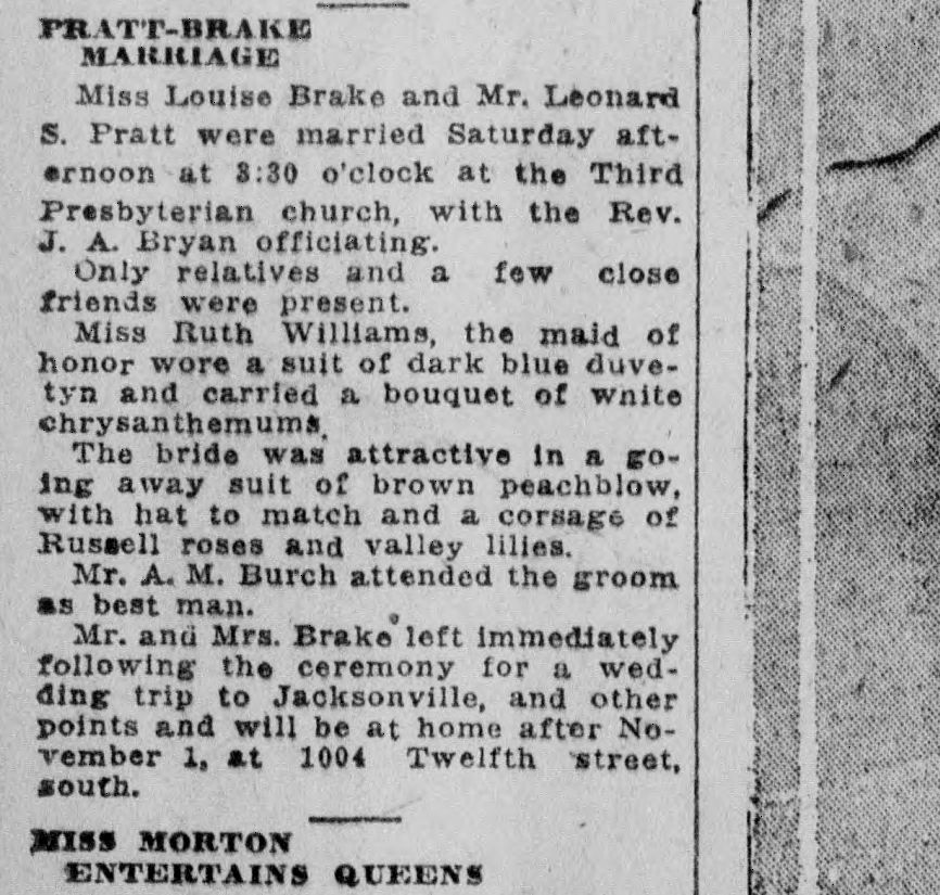 Louise Brake-Leonard S. Pratt